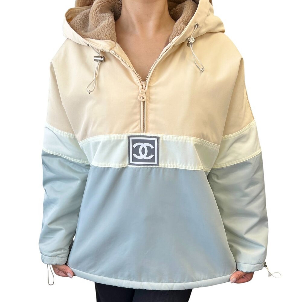 CHANEL Sport Vintage 01A Logo CC Mark Ski Wear #36 Beige Blue [106309]